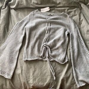 Earthbound Sweater Grey Pull Tie Small NWT